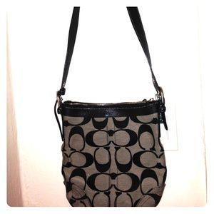 Coach bag- cross body/black&grey/signature