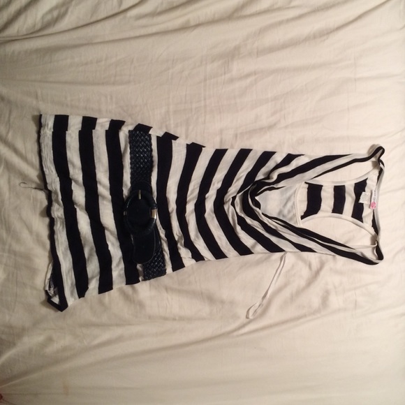 Navy/white belt tank tunic