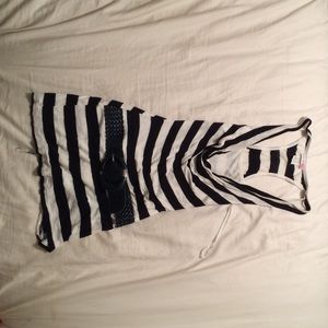 Navy/white belt tank tunic