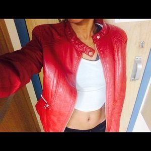 Red leather jacket