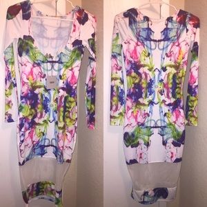 White multi splash dress