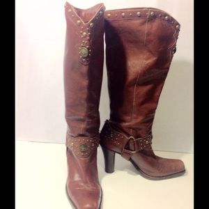 *SOLD* Antonio Melani Leather Harness Boots