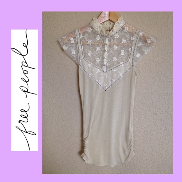 🚫SOLD🚫Free People Victorian Lace Jersey Top