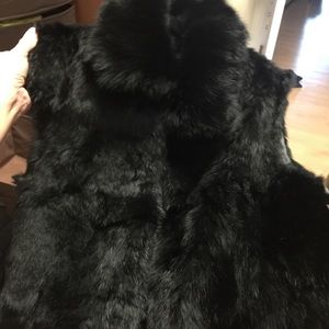 Black rabbit fur vest