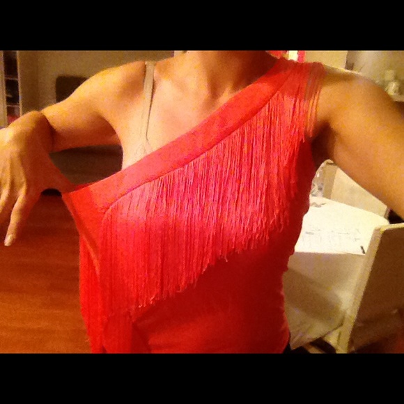 SOLD Bebe coral fringe too extra pics