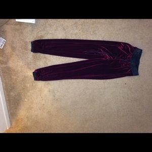 Velvet with leather trim harem pants