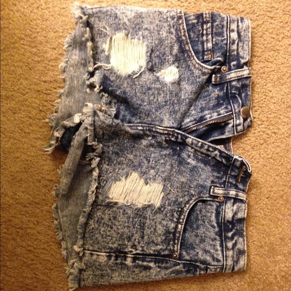 High waisted distress shorts