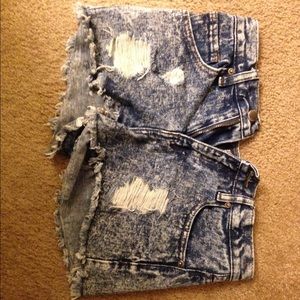 High waisted distress shorts