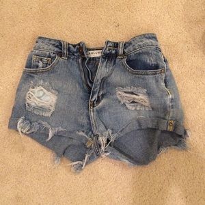 high waisted distressed shorts