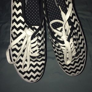Striped black and white shoes