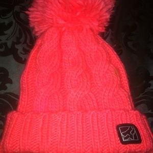 Fox Neon peach beanie