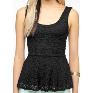 Black lace peplum top