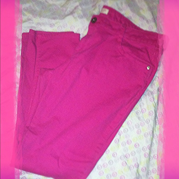 Hot pink skinny pants