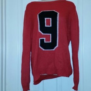 Sporty red nine sweater