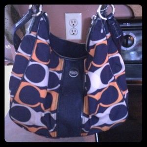 Coach new authentic hobo purse blue orange NWT