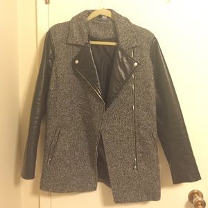 H&M Women Faux Leather Textured Biker Jacket