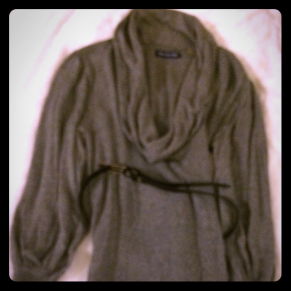 Martin + Osa Grey 3/4 Sleeve Belted Sweater, Sz S