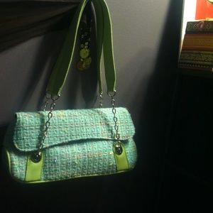Minty Green Rainbow Boucle Chain Handbag