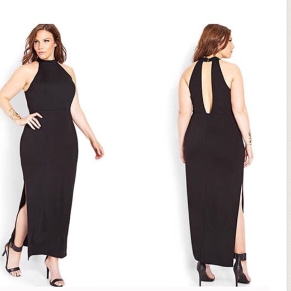 Forever 21 black dress with split