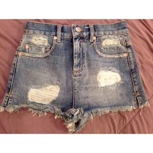 ASOS High-Waist Denim Shorts, Distressed. #NWT