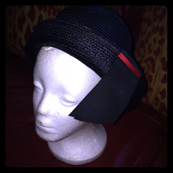 Vintage black straw hat