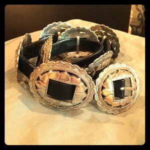 Vintage leather belt with conchos