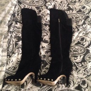 Suede thigh high boots