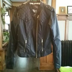 Faux leather bomber jacket