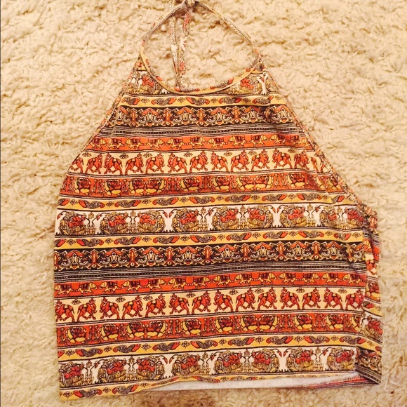 Urban Outfitters Tribal Orange halter crop top 🐘