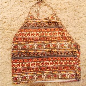 Urban Outfitters Tribal Orange halter crop top 🐘