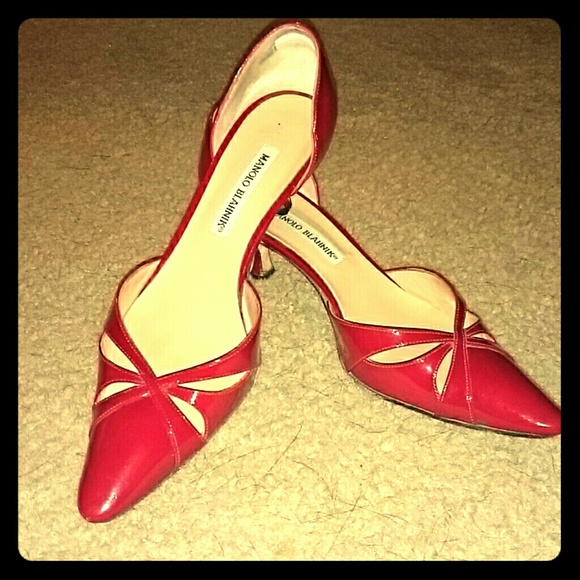 Red Manolo Blahnik Kitten Heel size 38/8