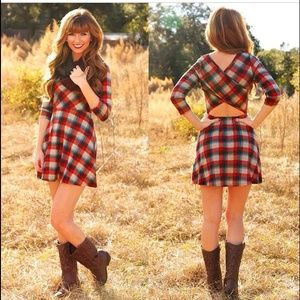 NWT Plaid Dress with Open Back (Shop Hope's)