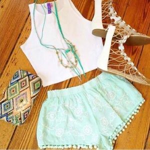 LF mint green pom pom shirts