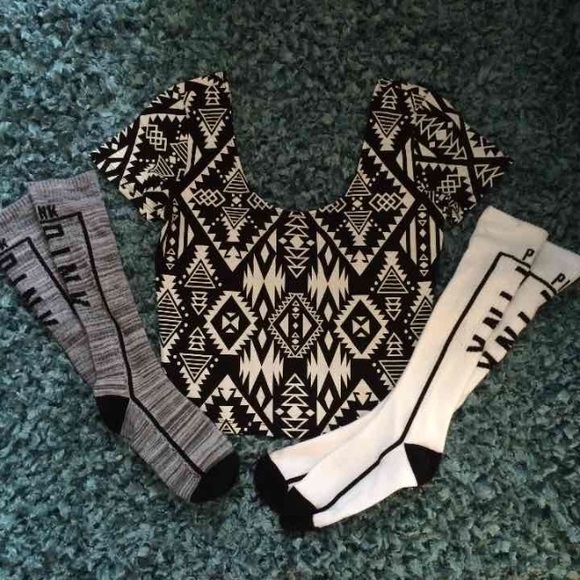 PINK Victoria's Secret Tops - VS Crop Top and Sock Bundle