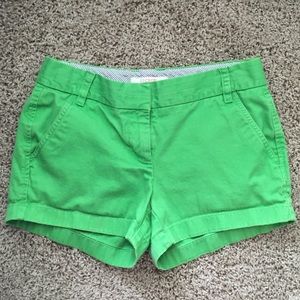 J. Crew Green 3" Chino Shorts Size 2