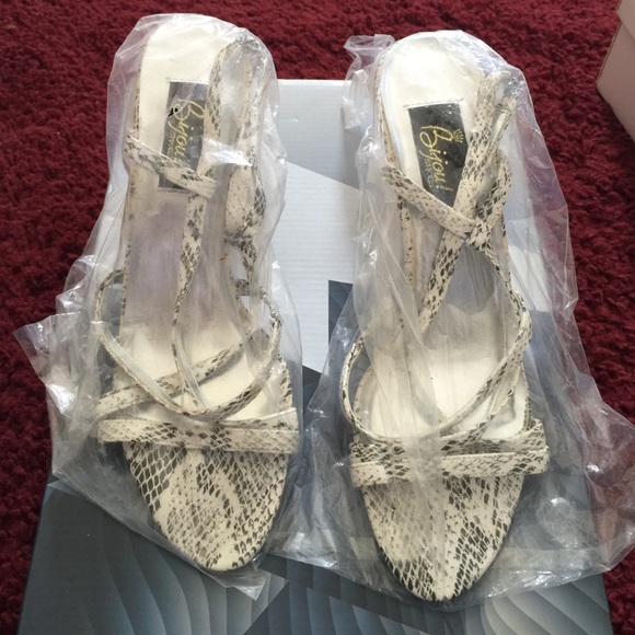 Never worn High heeled strappy Python shoes