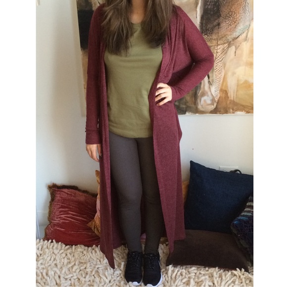 UO Red Silence and Noise Open Front Maxi Cardigan