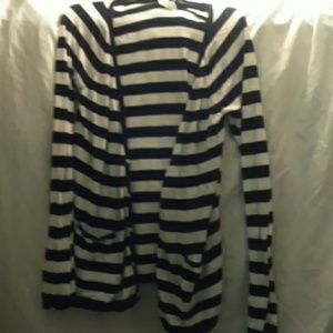 Black and white striped cardigan