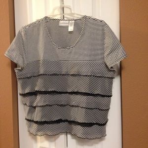 Black and white ruffled shirt