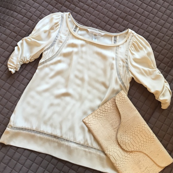 DVF Diane Von Furstenberg Cream Silk Top