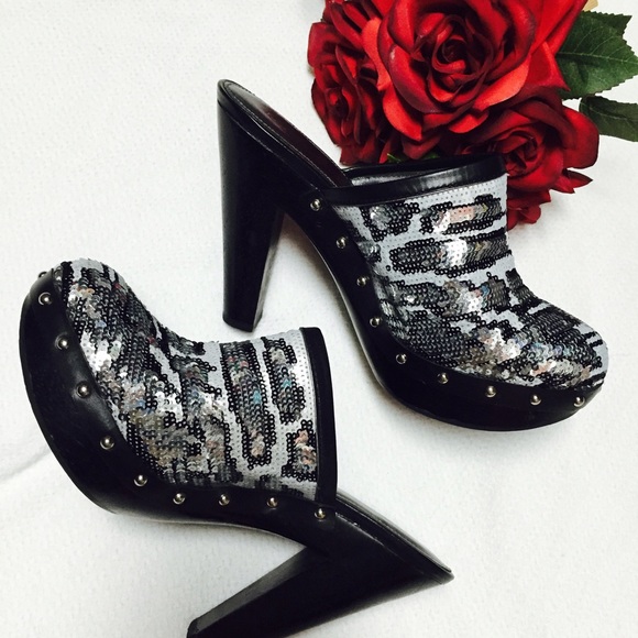 Coach Shoes - COACH Leopard Sequins Clogs