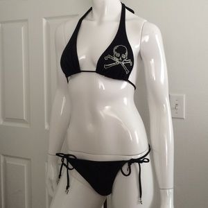 Victoria's Secret black bikini skulls bling s xs💋