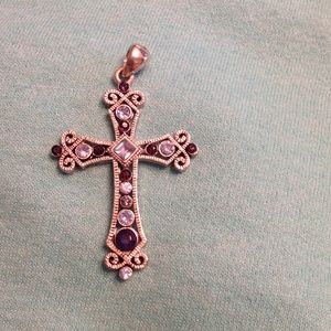 Silver and blue cross pendant