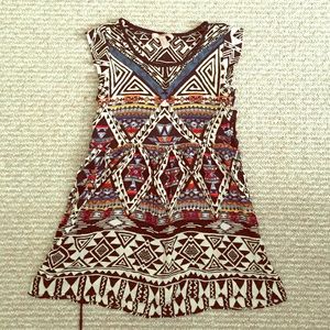 A tribal print short summer dress.