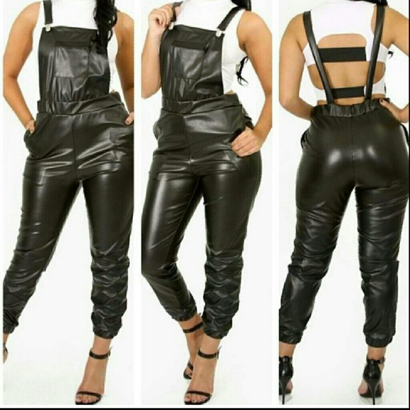 Black faux leather jumper never worn
