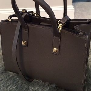 Neiman Marcus Grey Gold Studded Tote