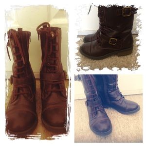 Brown combat boots