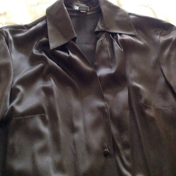 Ann Taylor brown silk blouse - Picture 3 of 4