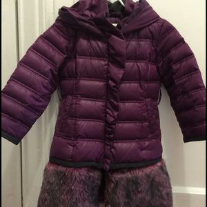 Purple hooded Detachable FUR puffer coat!