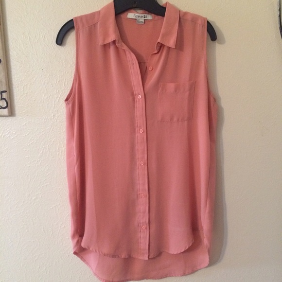Pink button up tank top